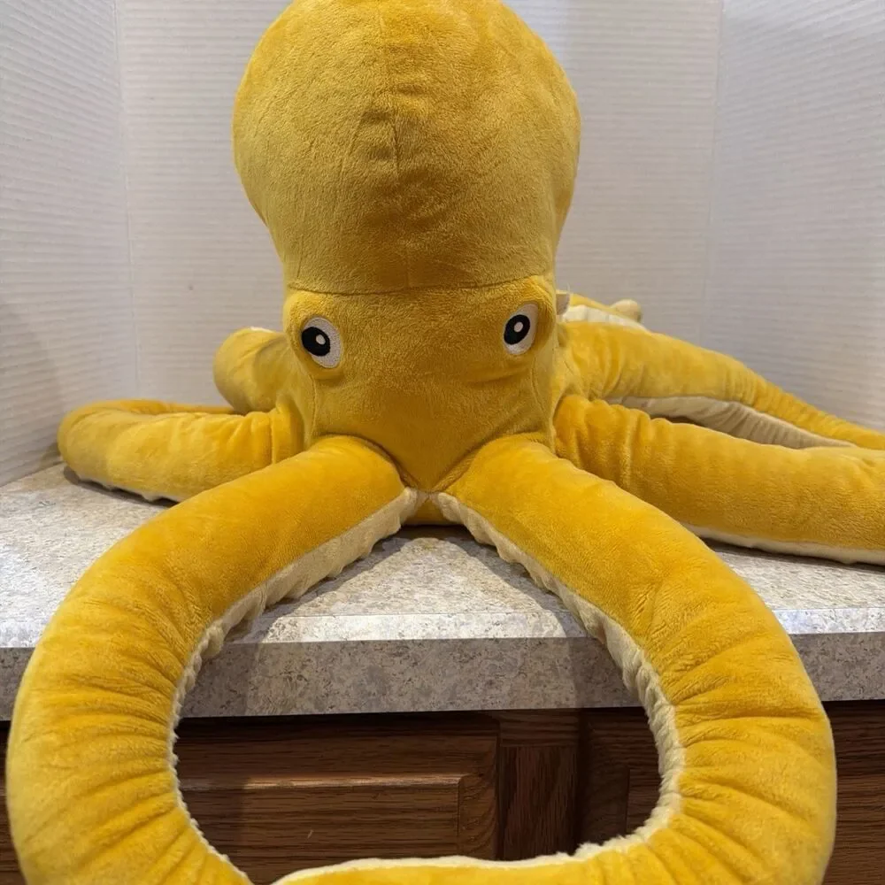 IKEA BLAVINGAD Plush Yellow Octopus Toy Stuffed Animal 20 Inch